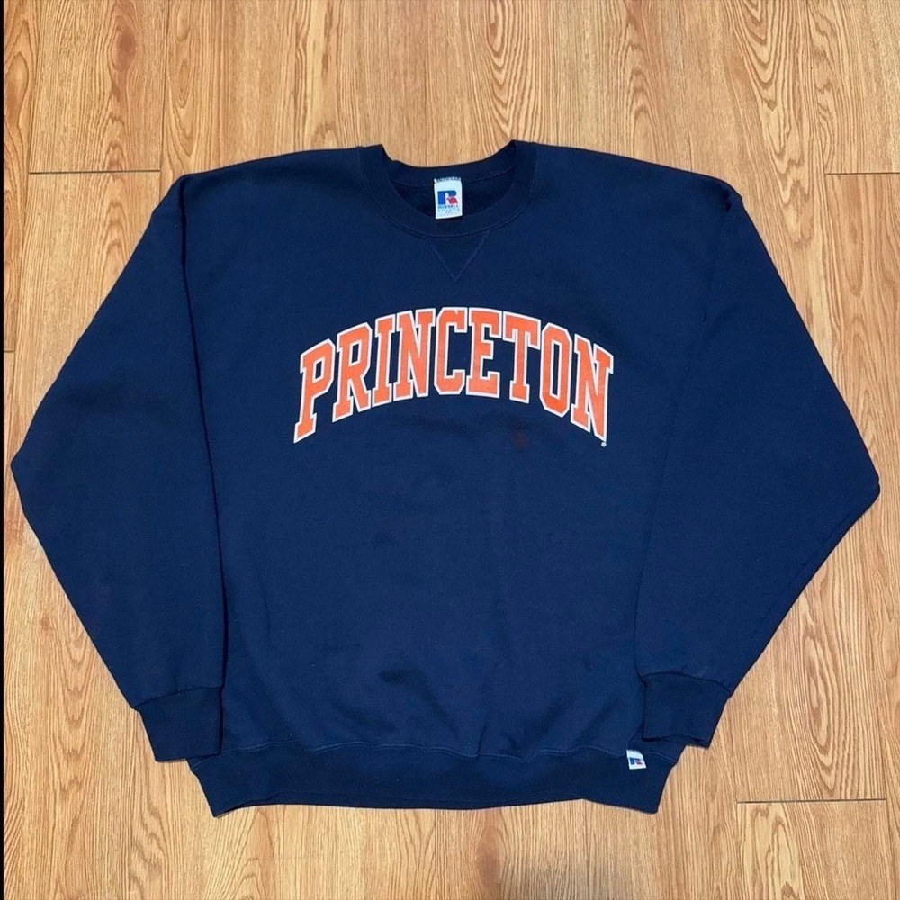Princeton Men's Sweatshirt Vintage Russell Athletic Navy 90s Size 2XL